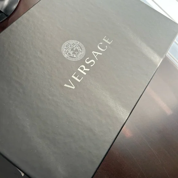 Versace Black and Gold Chain Slide Sandals - Picture 8 of 10